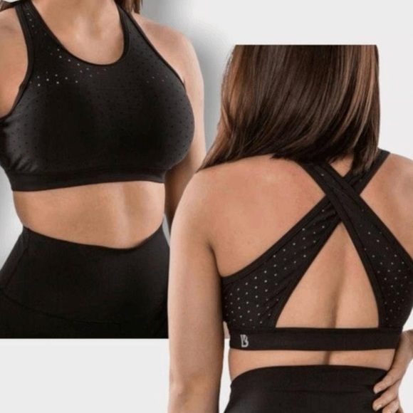 BuffBunny Black Allure Laser Cut Dotted Sportsbra Medium - Picture 1 of 12